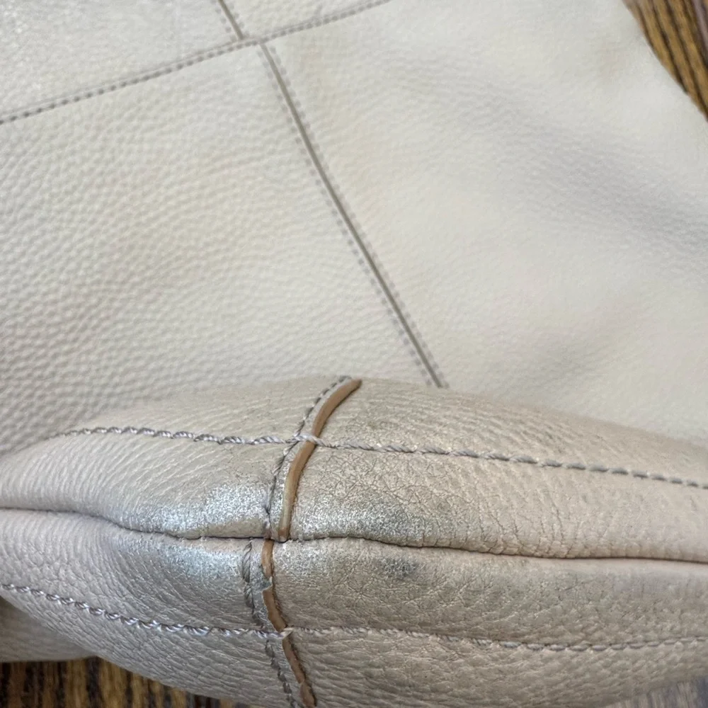 Cole Haan Elegant Beige Leather Tote Bag
